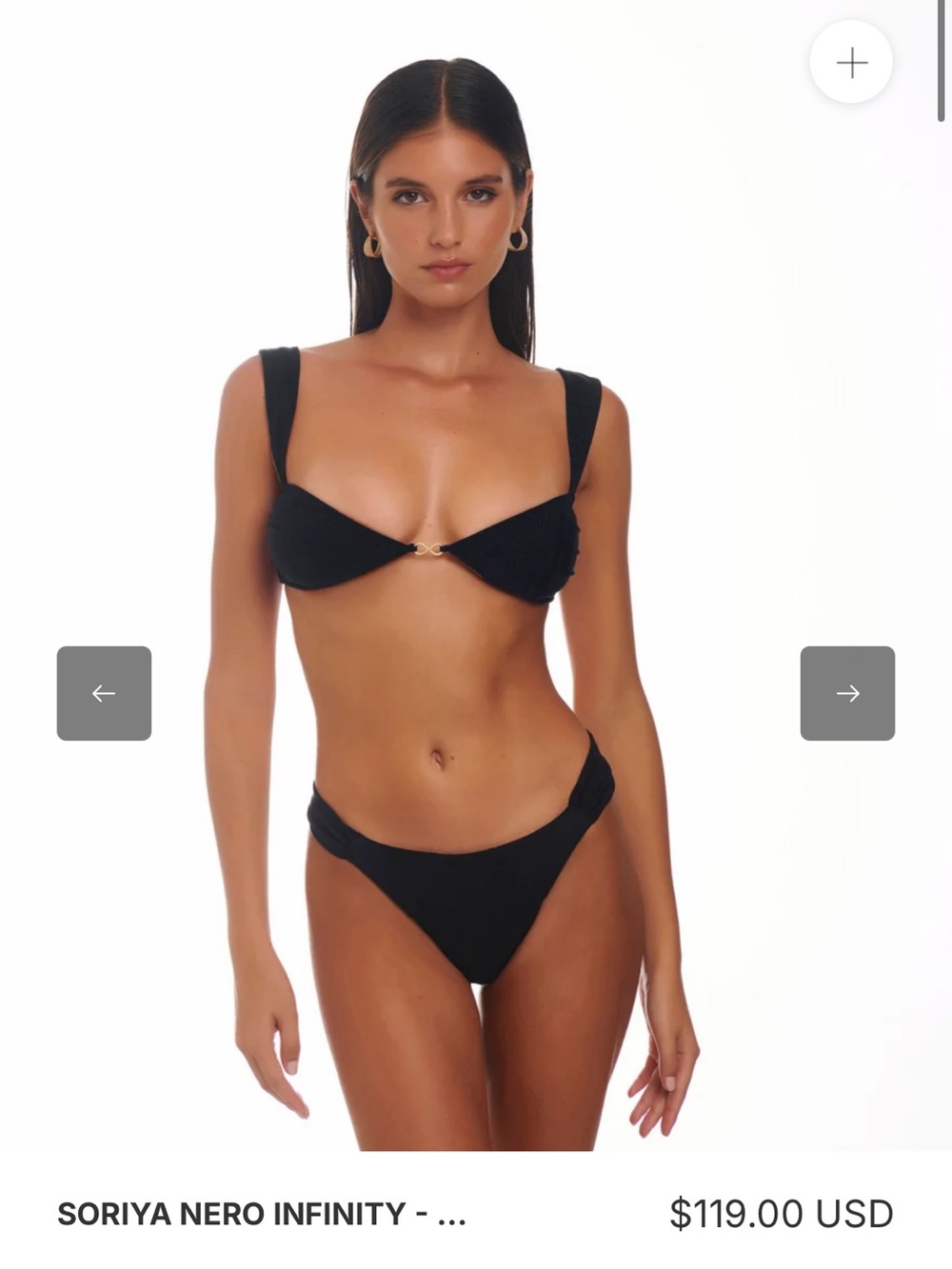 Soriya Nero Infinity Black Bikini TOP - Women Swim NWT - never worn M